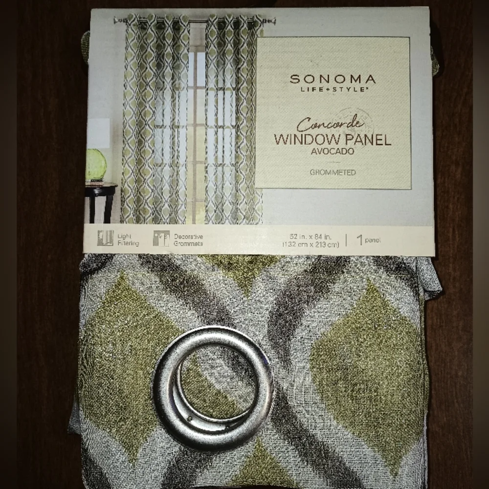 SONOMA Concorde 52 x 84 Light Filtering Window Panel Curtain Avocado Green NWT